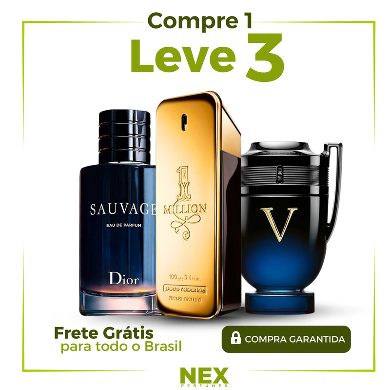 Kit 3 Perfumes Masculinos Importados (100ml cada) One Million  l Invictus Men  l 212 VIP Black [ PROMOÇÃO POR TEMPO LIMITADO]